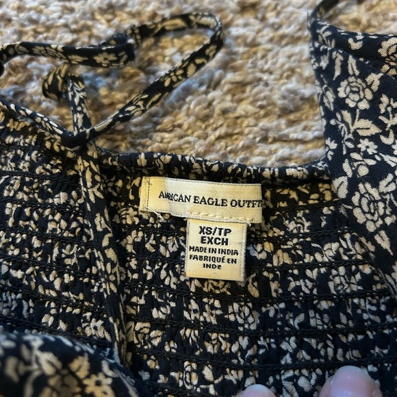 American eagle fit and flare black floral button down dress - Picture 6 of 7